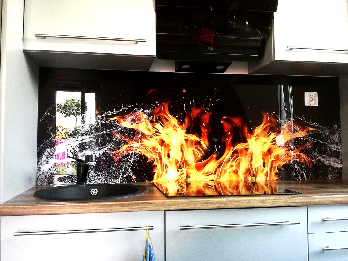 Panel szklany ogień i woda